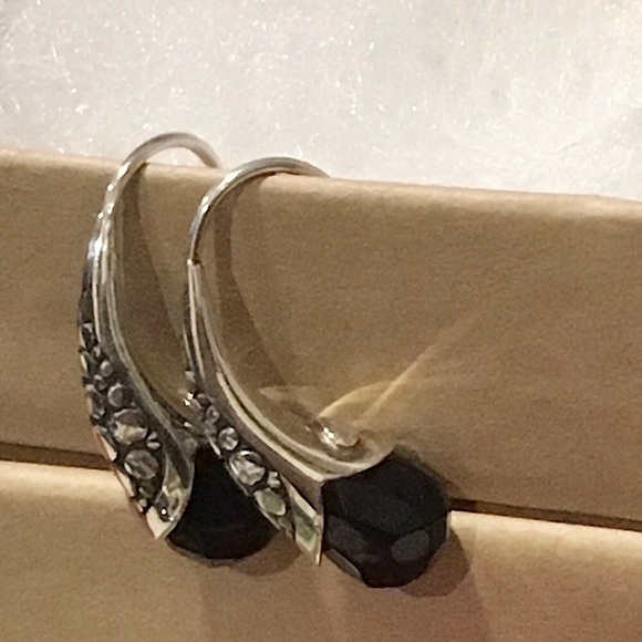 Faceted Black Onyx Sterling Silver Drop Earrings - Picture 8 of 15